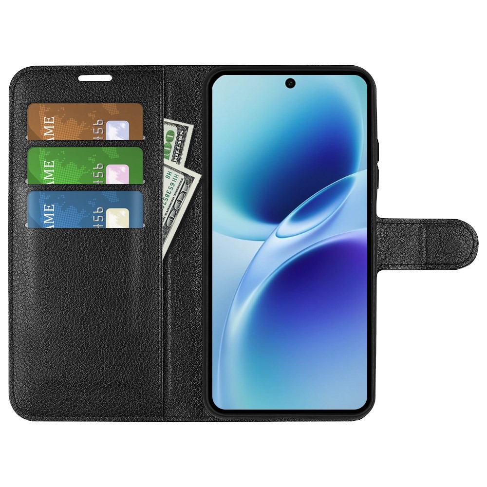 Litchi könyv tok a Vivo V70 5G készülékhez - fekete