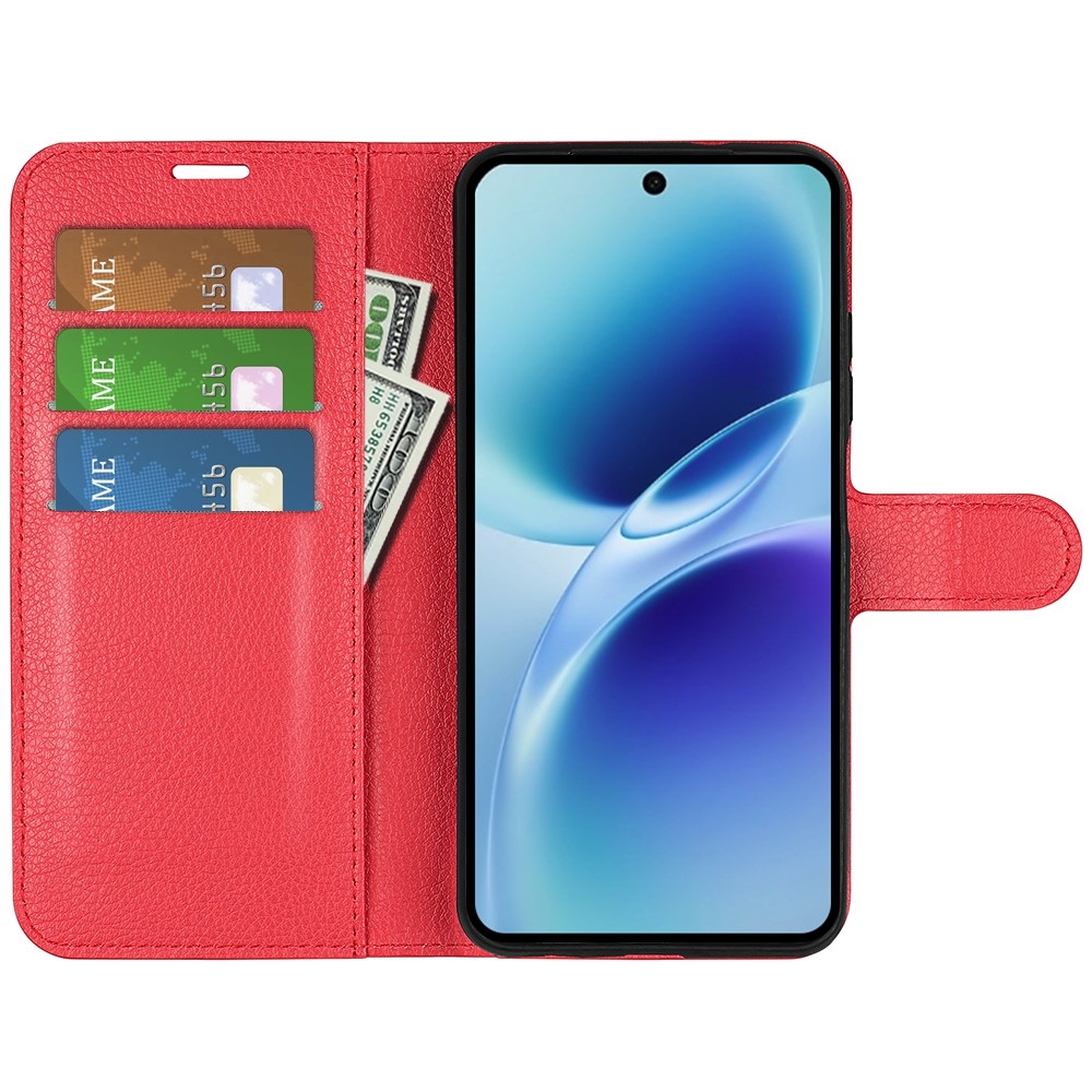 Litchi könyv tok a Vivo V70 5G-hez - piros