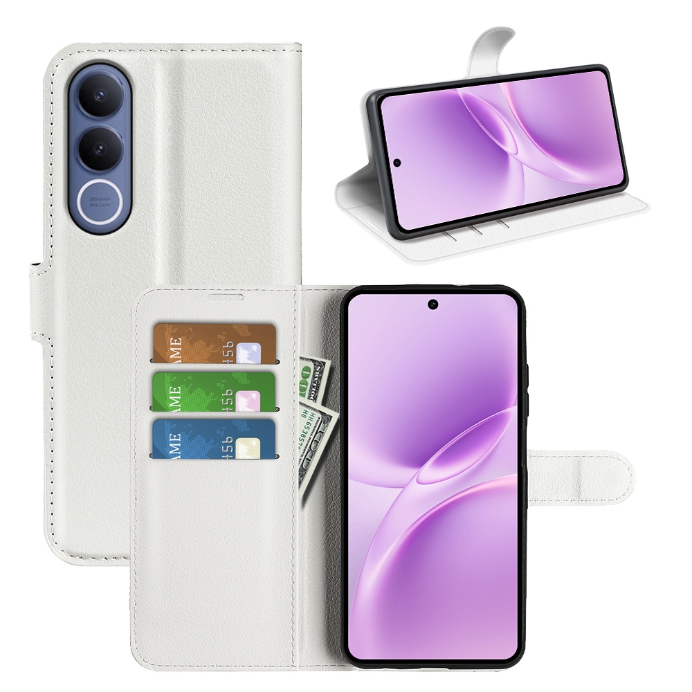 Litchi könyv tok a Vivo V70 FE 5G készülékhez - fehér