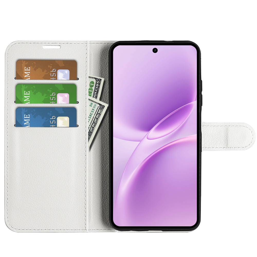 Litchi könyv tok a Vivo V70 FE 5G készülékhez - fehér