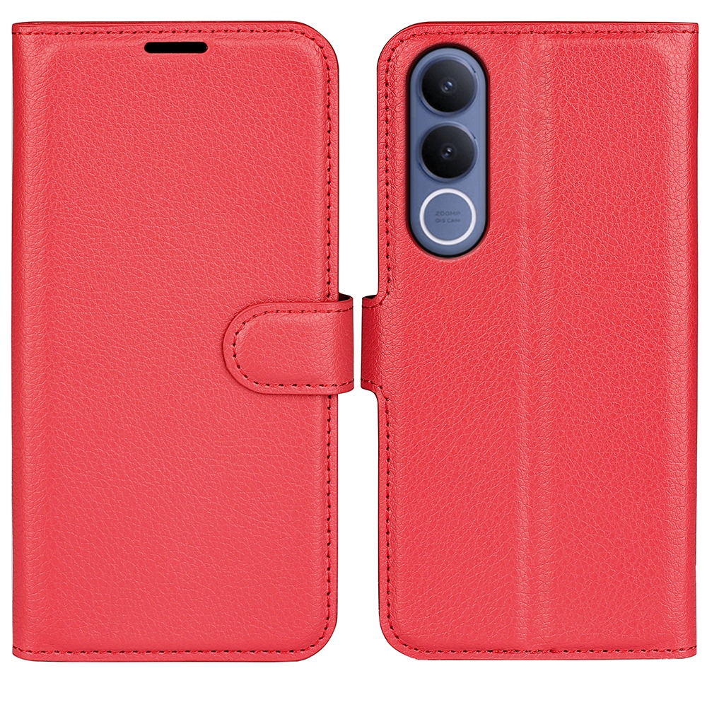 Litchi könyv tok a Vivo V70 FE 5G készülékhez - piros