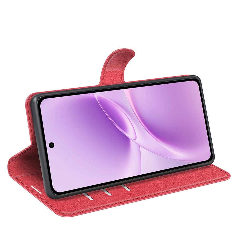 Litchi könyv tok a Vivo V70 FE 5G készülékhez - piros
