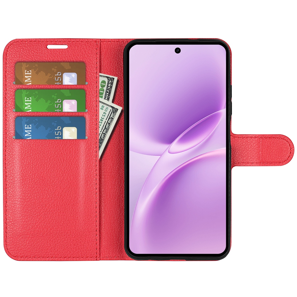 Litchi könyv tok a Vivo V70 FE 5G készülékhez - piros
