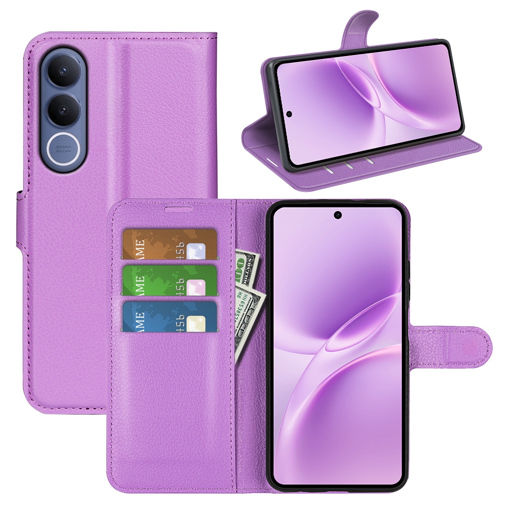 Litchi könyv tok a Vivo V70 FE 5G készülékhez - lila