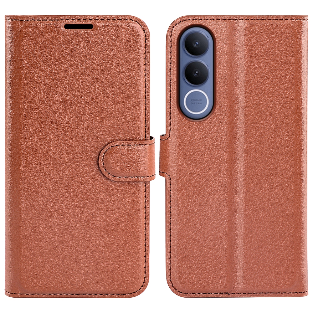 Litchi könyv tok a Vivo V70 FE 5G készülékhez - barna