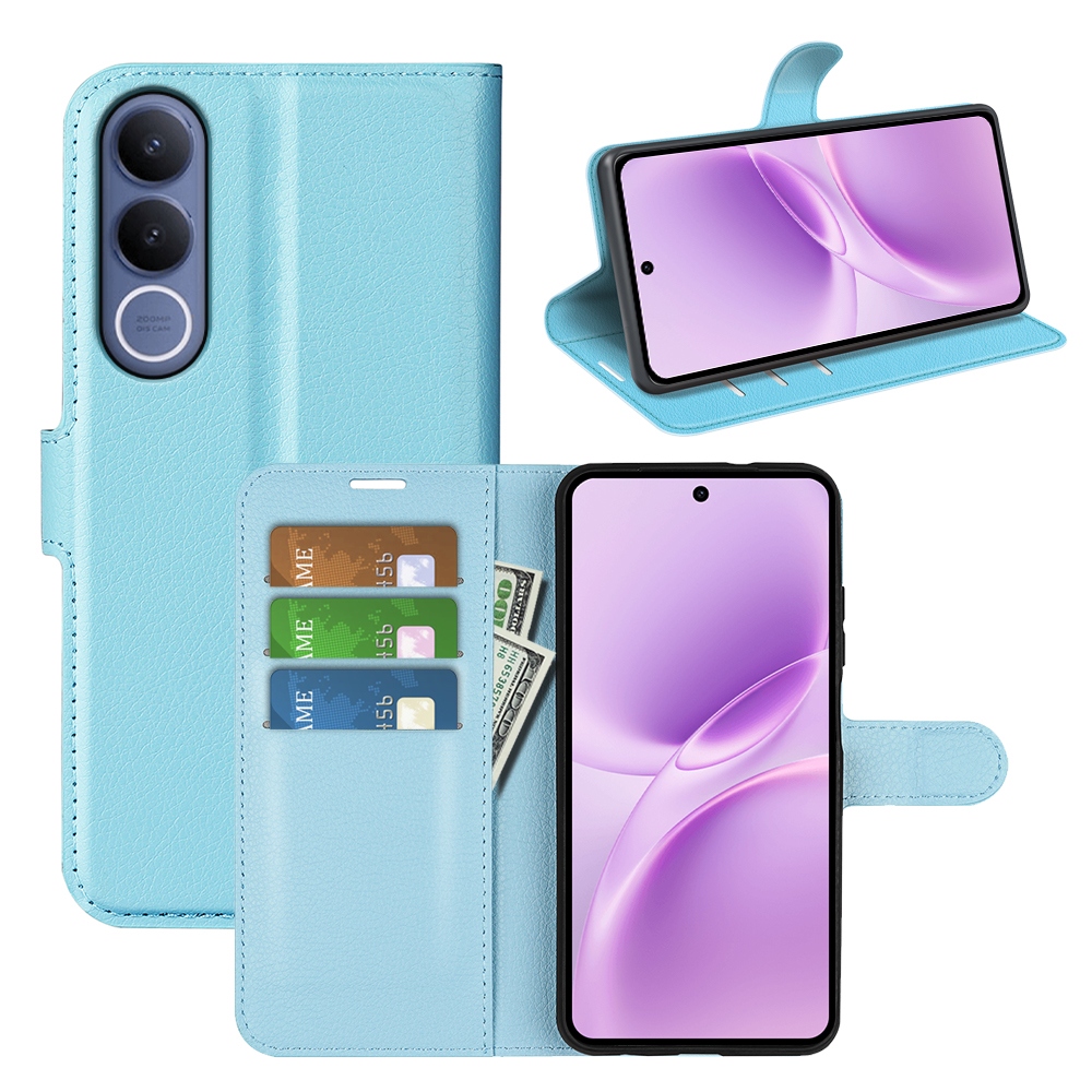 Litchi könyv tok a Vivo V70 FE 5G készülékhez - kék