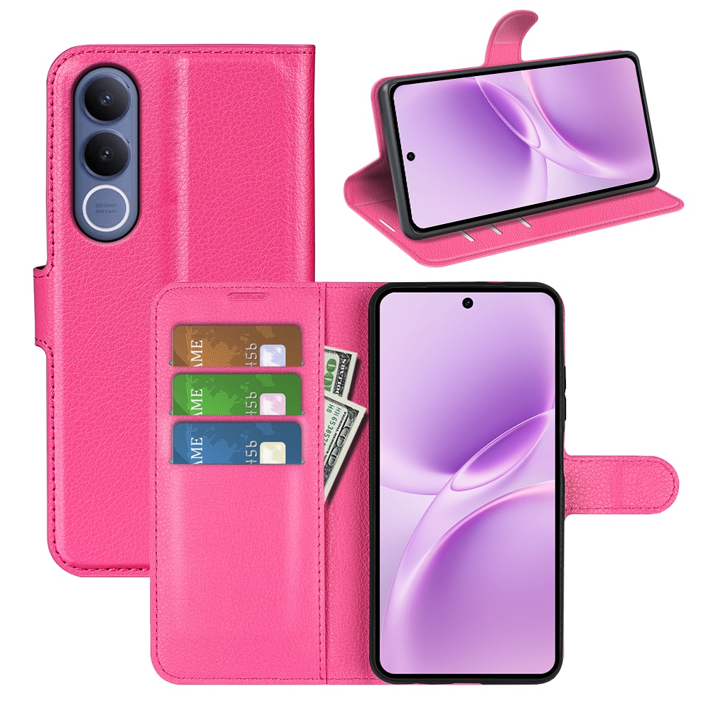 Litchi könyv tok a Vivo V70 FE 5G-hez - rózsa