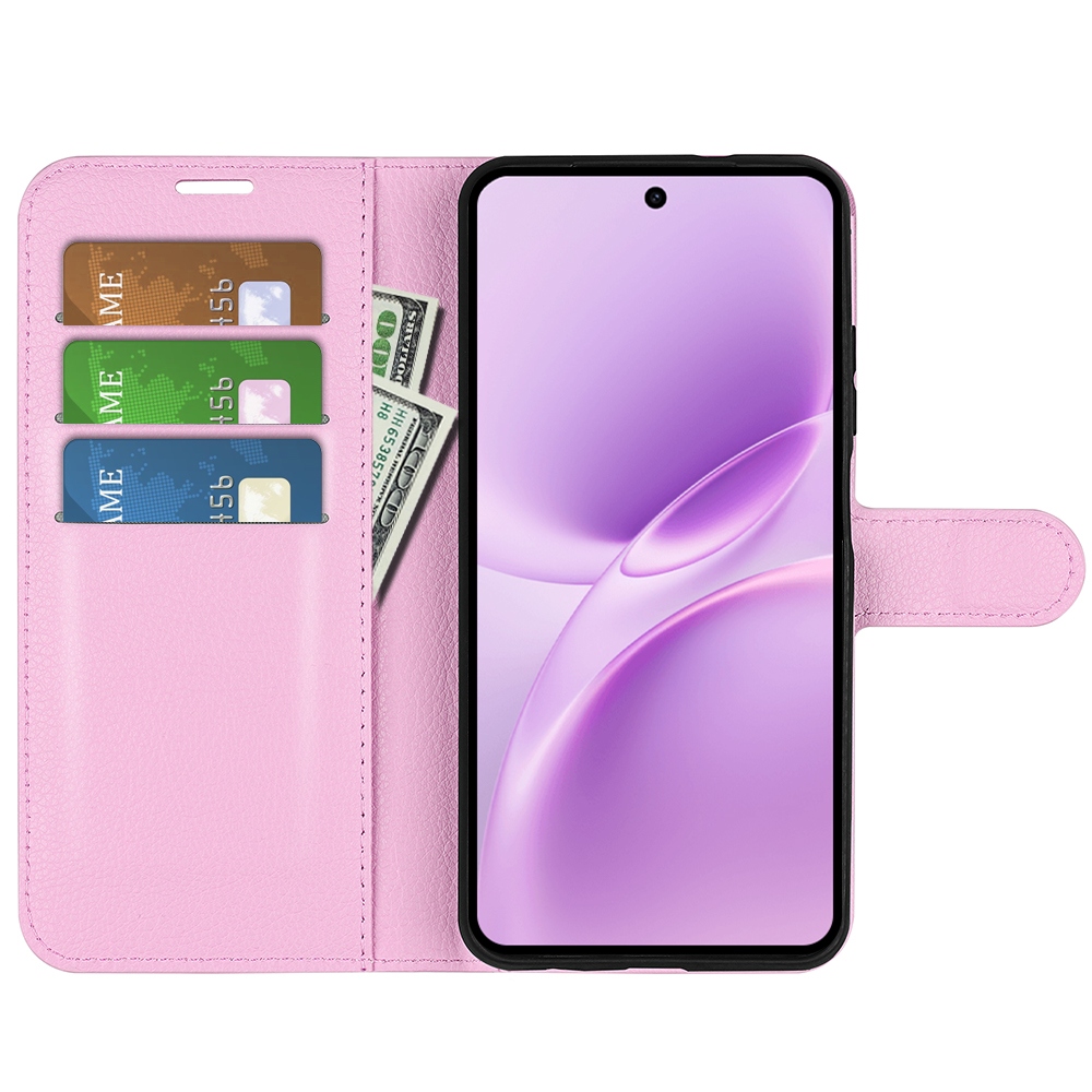 Litchi könyv tok a Vivo V70 FE 5G készülékhez - rózsaszín
