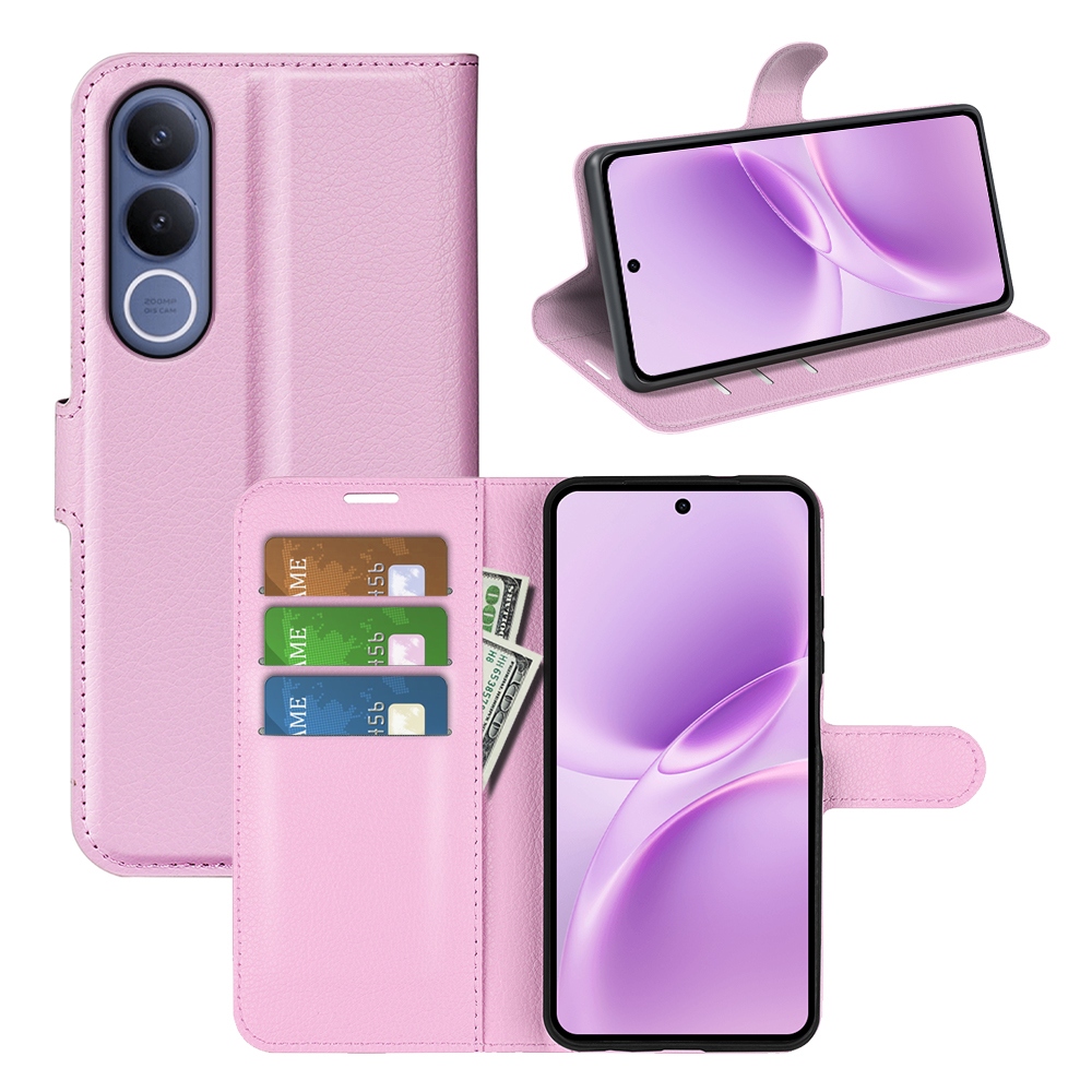 Litchi könyv tok a Vivo V70 FE 5G készülékhez - rózsaszín