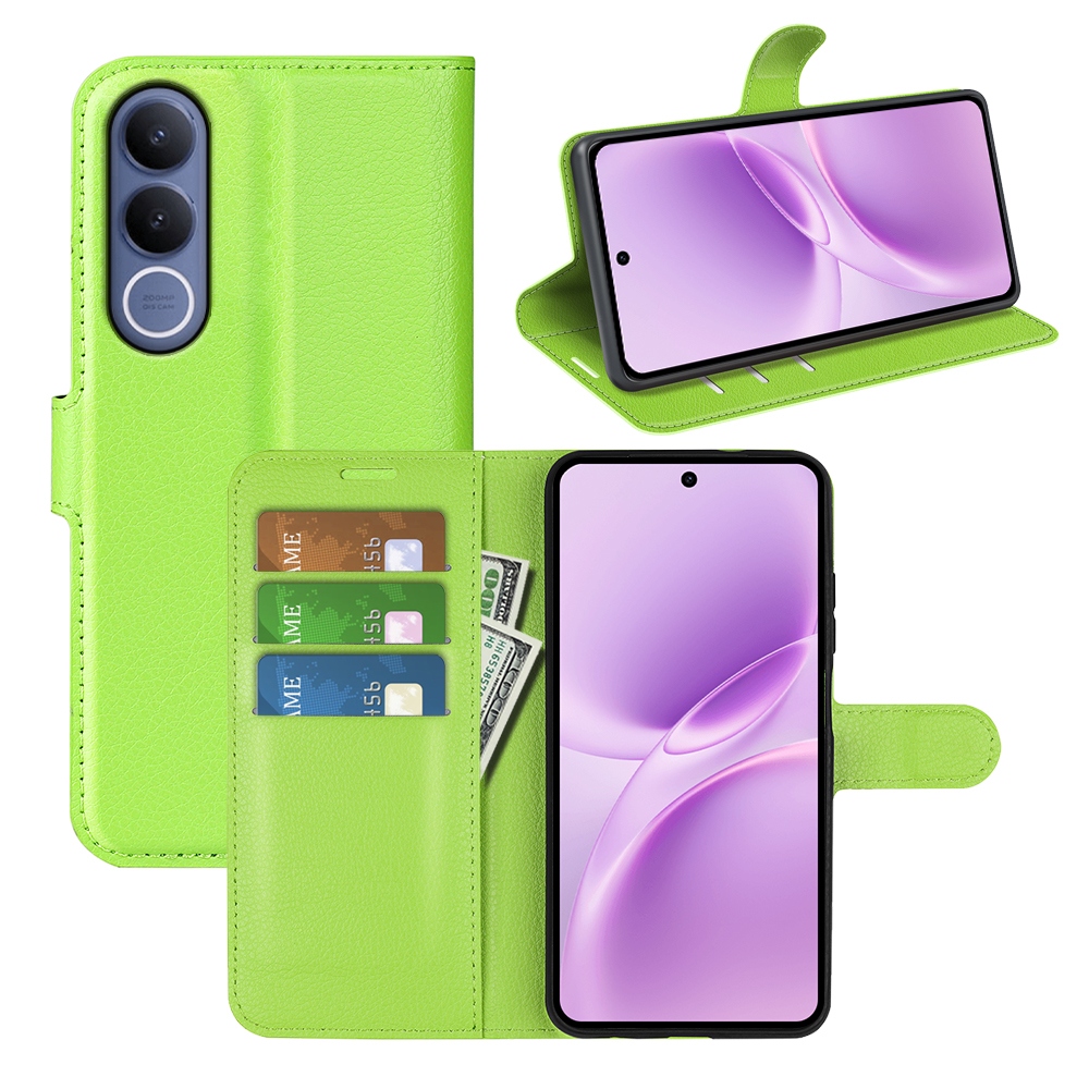 Litchi könyv tok a Vivo V70 FE 5G készülékhez - zöld