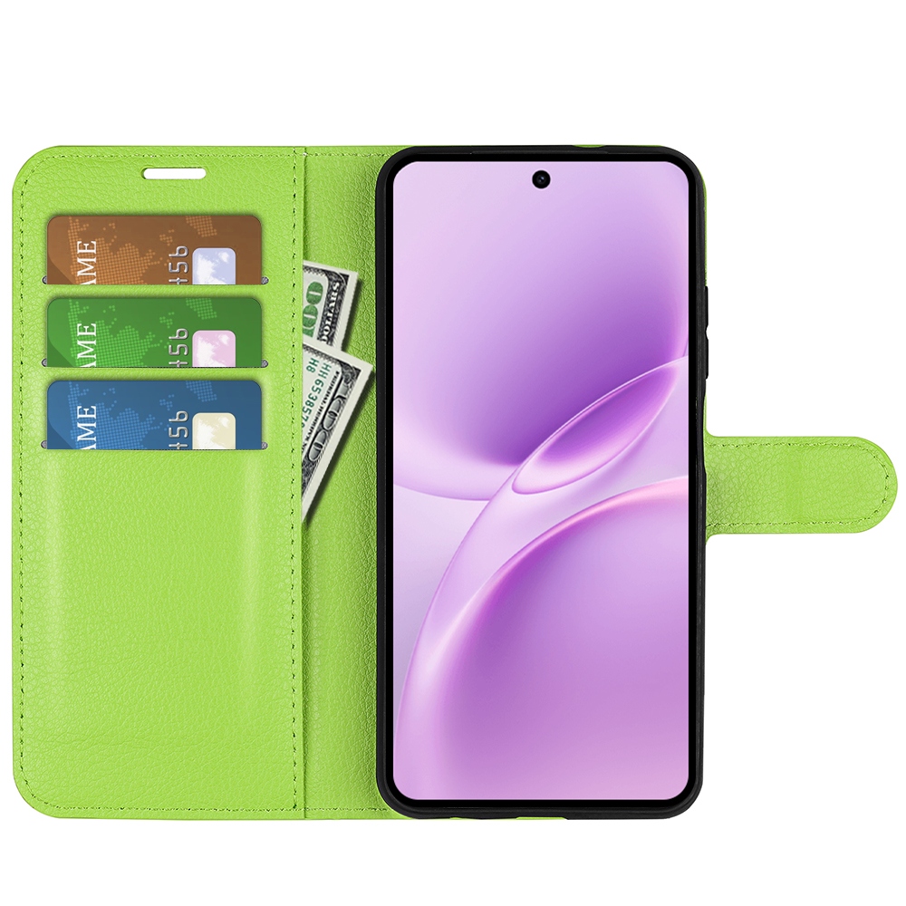 Litchi könyv tok a Vivo V70 FE 5G készülékhez - zöld