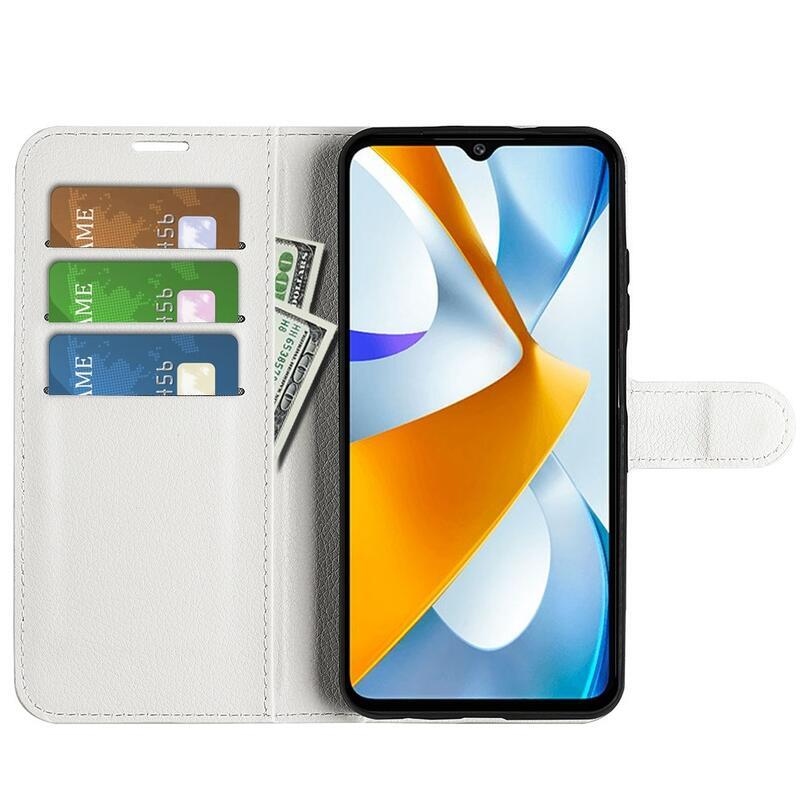 Litchi könyv tok a Xiaomi Poco C40-hez - fehér