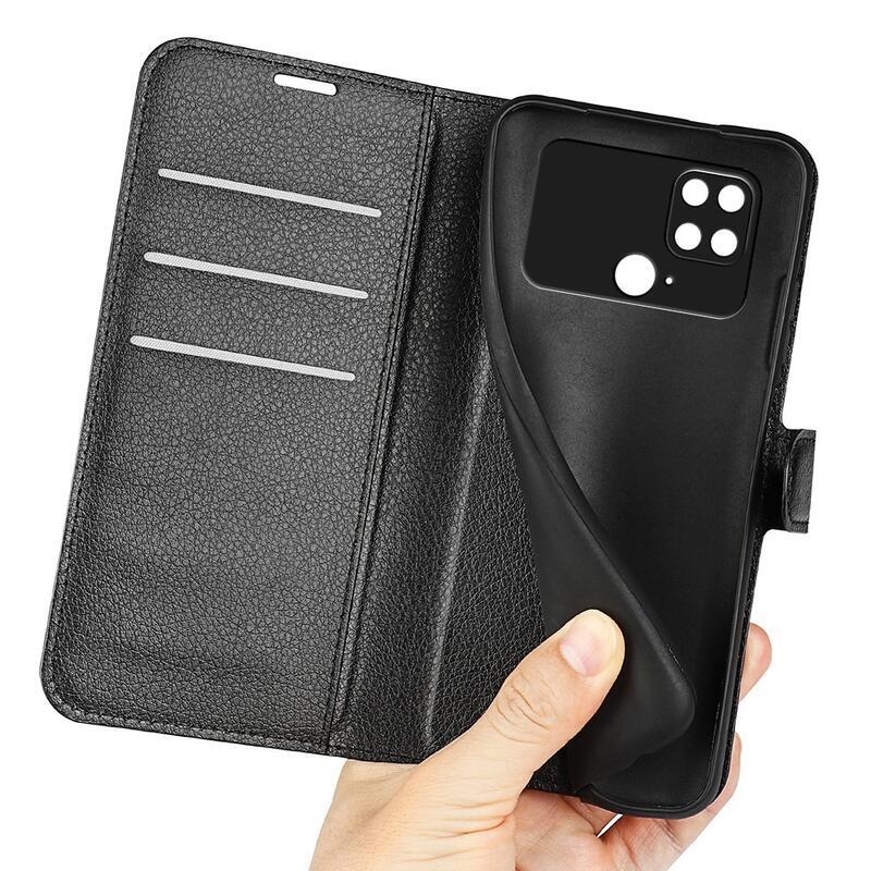 Litchi könyv tok a Xiaomi Poco C40-hez - fekete