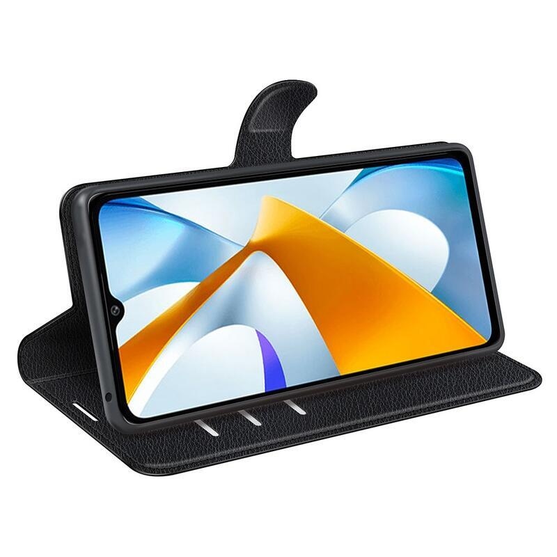 Litchi könyv tok a Xiaomi Poco C40-hez - fekete