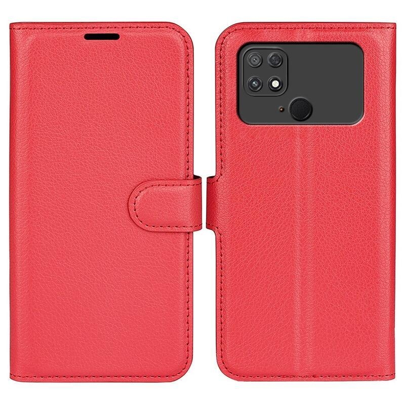 Litchi könyv tok a Xiaomi Poco C40-hez - piros