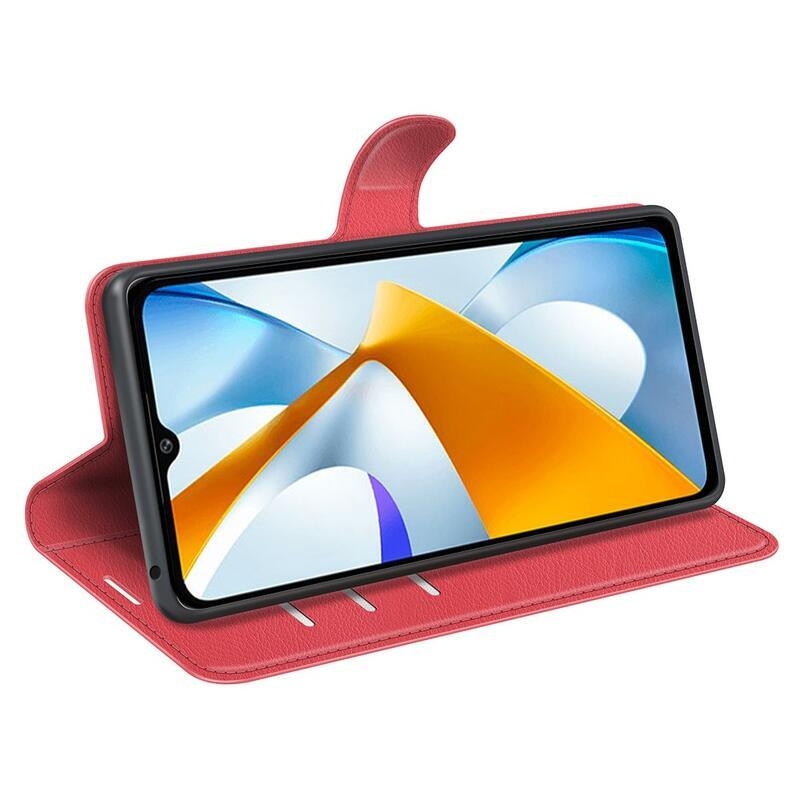 Litchi könyv tok a Xiaomi Poco C40-hez - piros