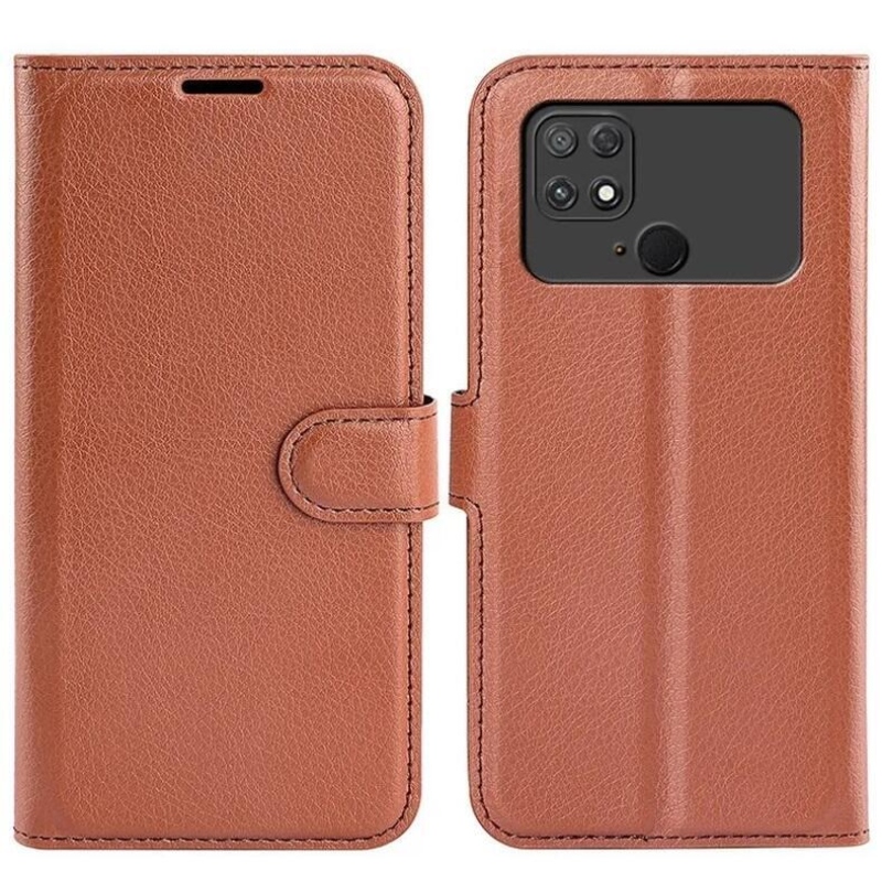 Litchi könyv tok a Xiaomi Poco C40-hez - barna