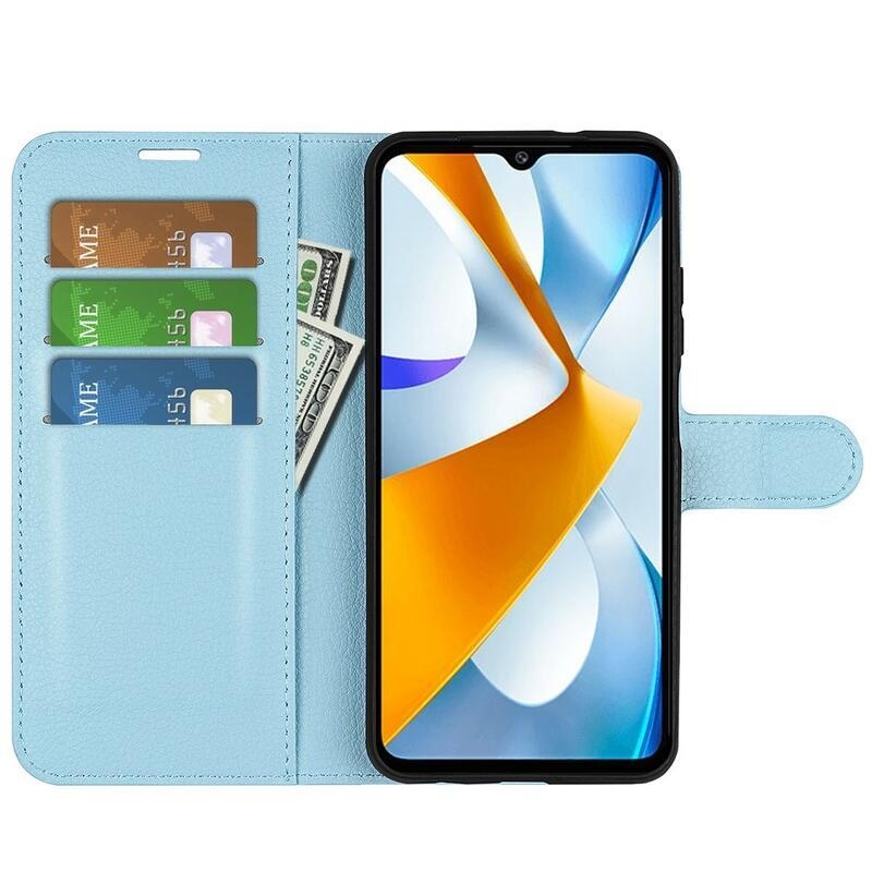 Litchi könyv tok a Xiaomi Poco C40-hez - kék