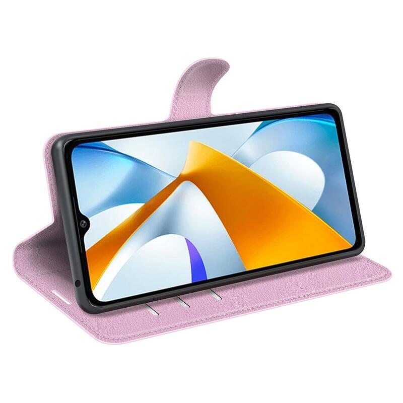 Litchi könyv tok a Xiaomi Poco C40-hez - rózsaszín