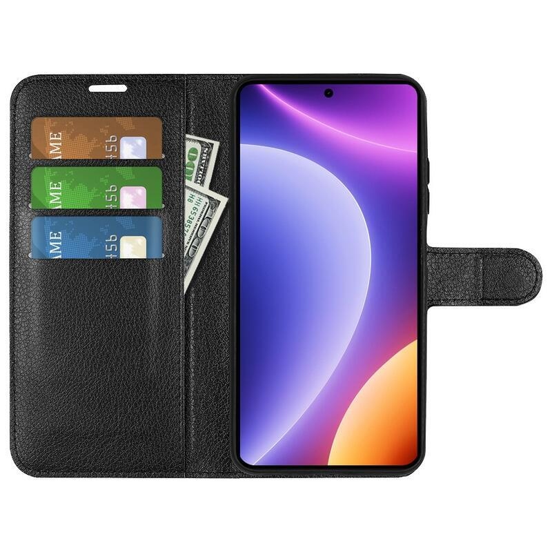 Litchi könyv tok a Xiaomi Poco F5-hez - fekete