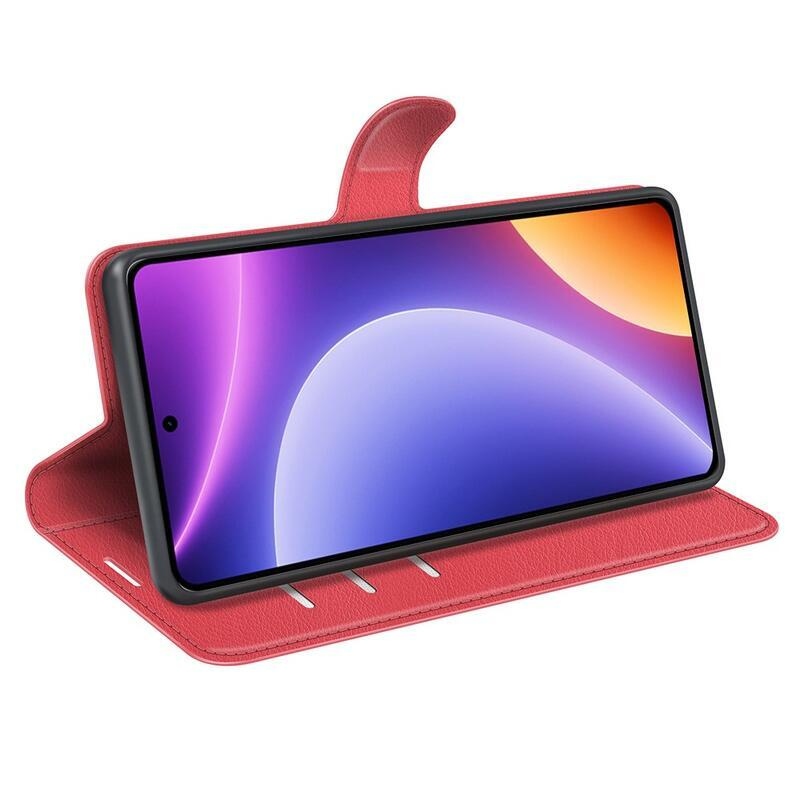 Litchi könyv tok a Xiaomi Poco F5-öshöz - piros