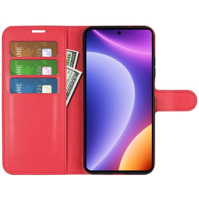 Litchi könyv tok a Xiaomi Poco F5-öshöz - piros