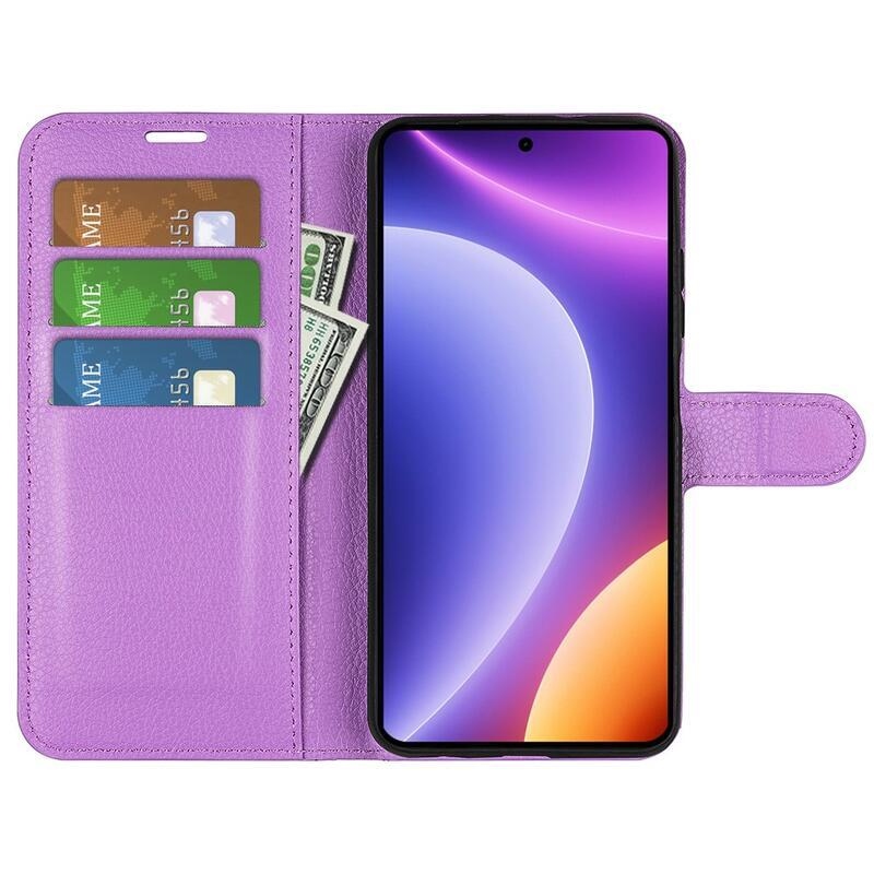 Litchi könyv tok a Xiaomi Poco F5-hez - lila