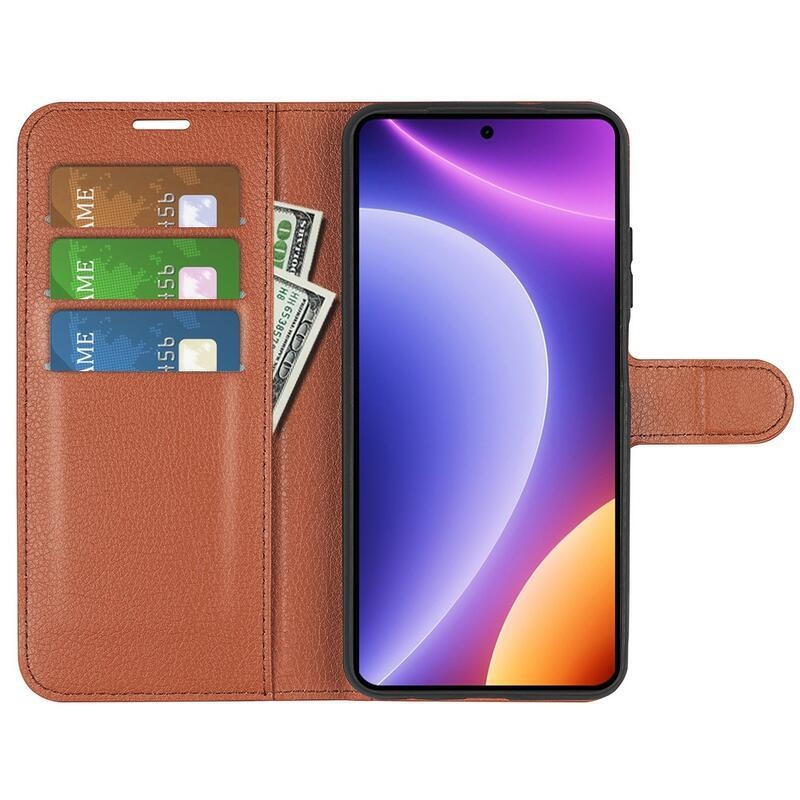 Litchi könyv tok Xiaomi Poco F5-hez - barna