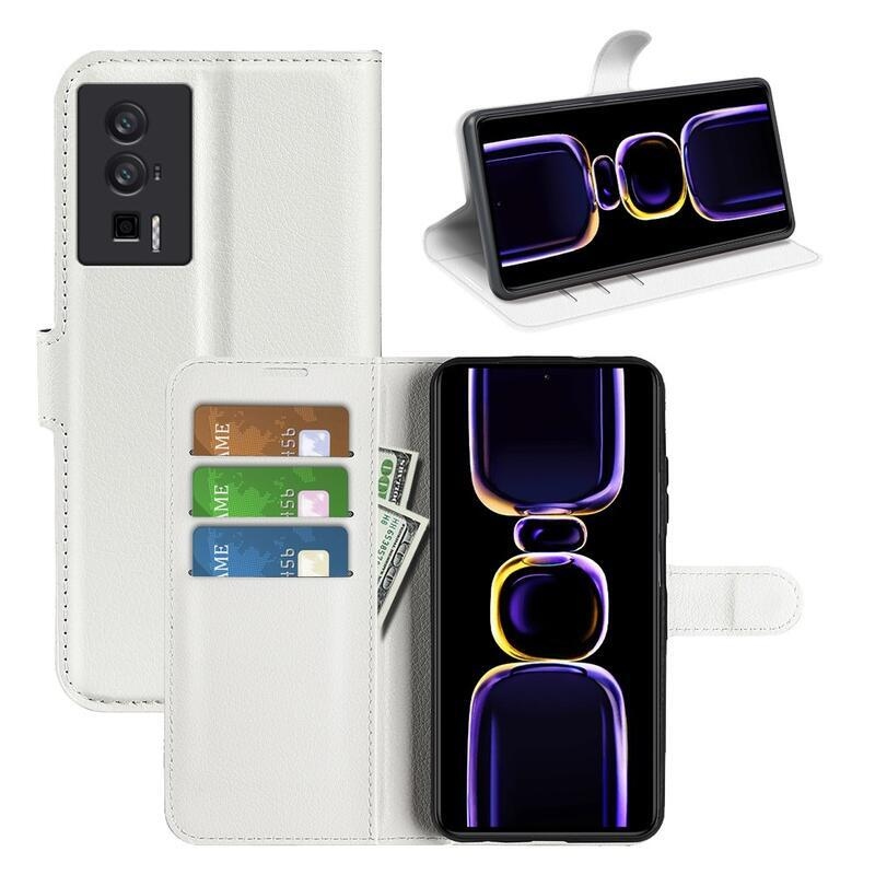 Litchi könyv tok Xiaomi Poco F5 Pro-hoz - fehér