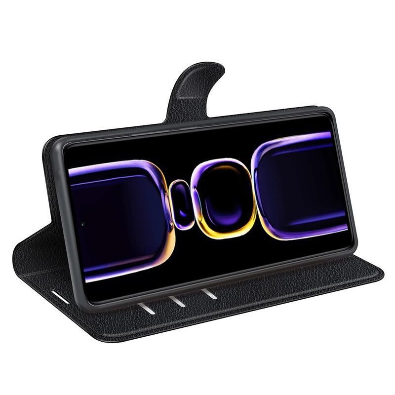 Litchi könyv tok Xiaomi Poco F5 Pro-hoz - fekete