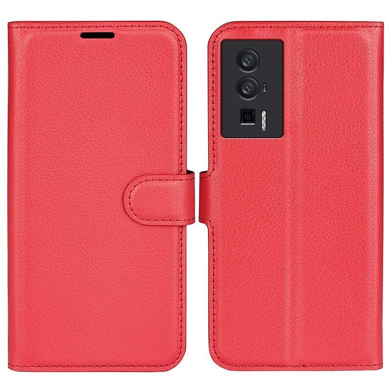 Litchi könyv tok a Xiaomi Poco F5 Pro-hoz - piros