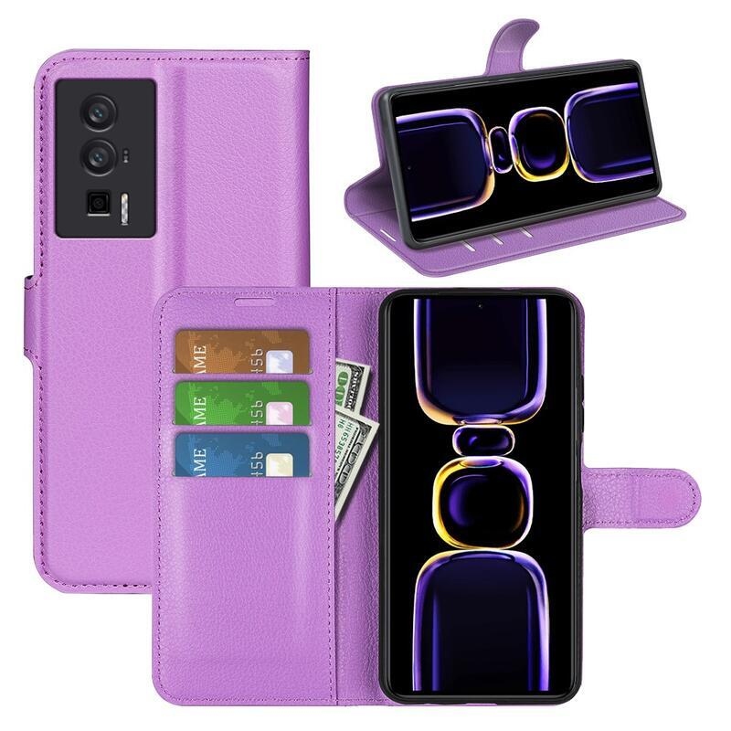 Litchi könyv tok a Xiaomi Poco F5 Pro-hoz - lila