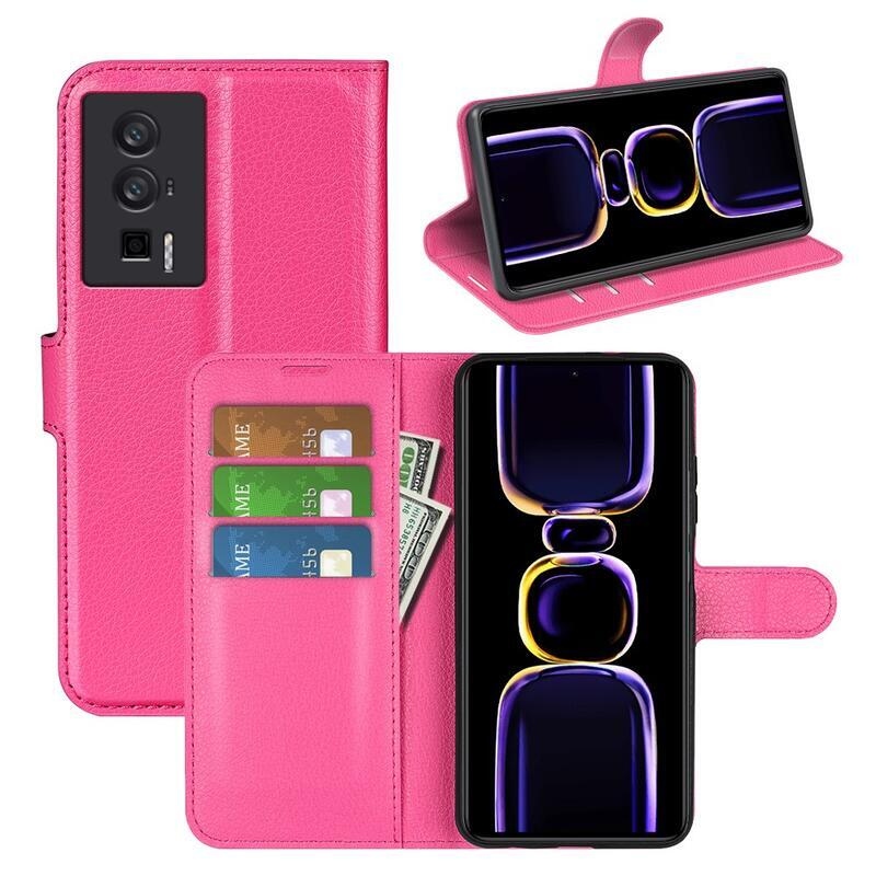 Litchi könyv tok a Xiaomi Poco F5 Pro-hoz - rózsaszínű