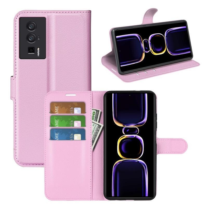 Litchi könyv tok a Xiaomi Poco F5 Pro-hoz - rózsaszínű