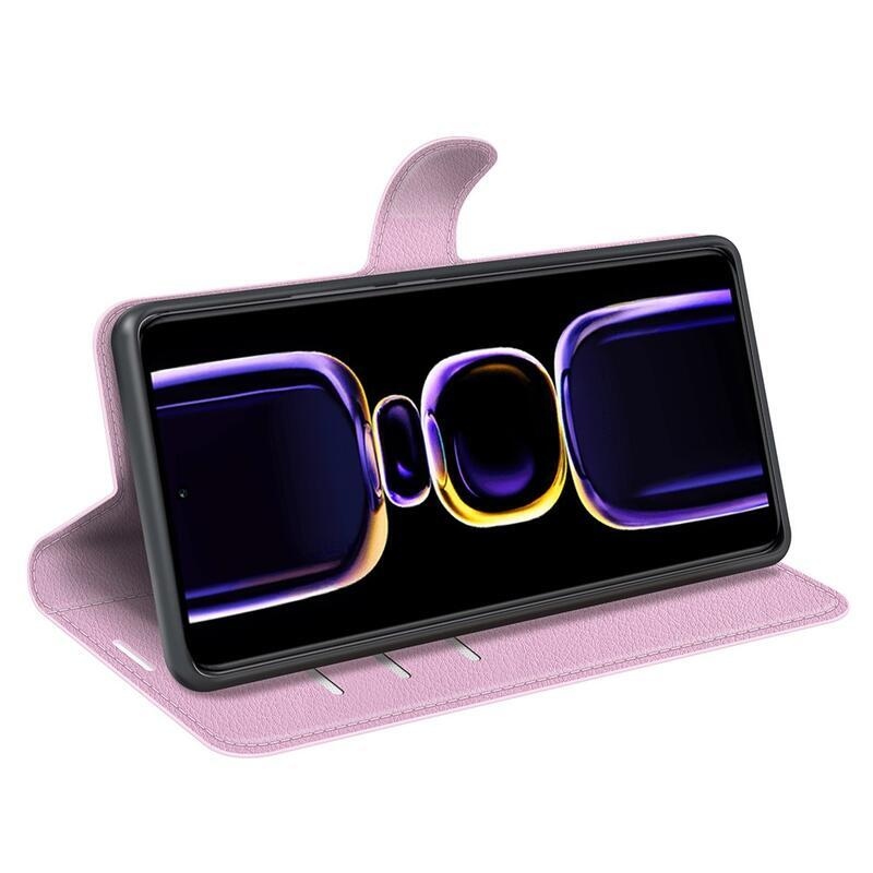 Litchi könyv tok a Xiaomi Poco F5 Pro-hoz - rózsaszínű