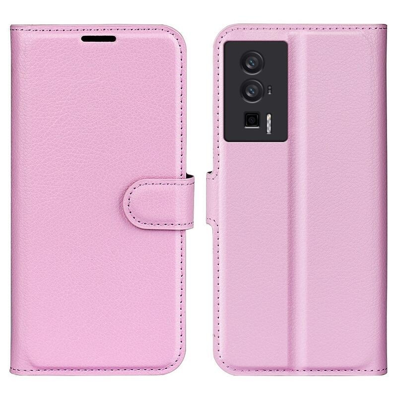 Litchi könyv tok a Xiaomi Poco F5 Pro-hoz - rózsaszínű
