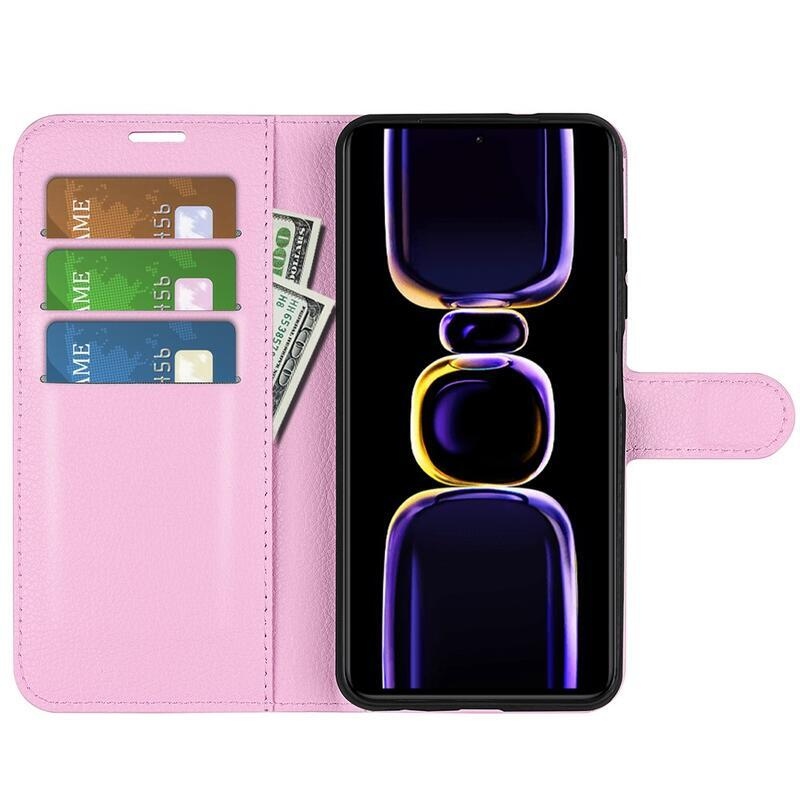 Litchi könyv tok a Xiaomi Poco F5 Pro-hoz - rózsaszínű