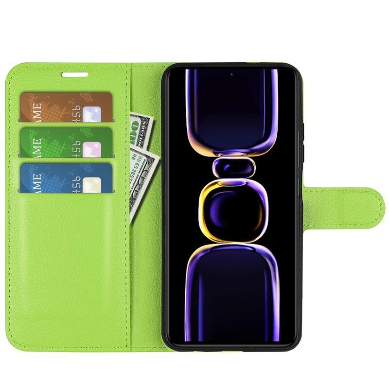 Litchi könyv tok a Xiaomi Poco F5 Pro-hoz - zöld