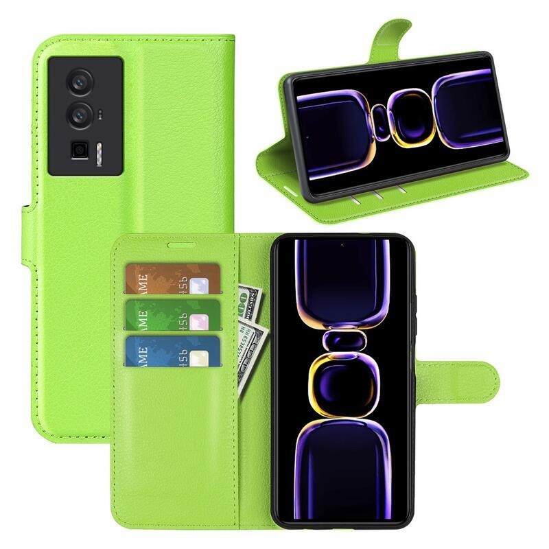 Litchi könyv tok a Xiaomi Poco F5 Pro-hoz - zöld