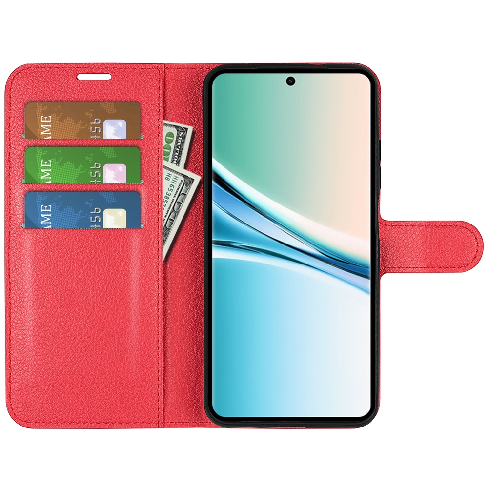 Litchi könyv tok Xiaomi Poco M8 5G/Redmi Note 15 5G - piros