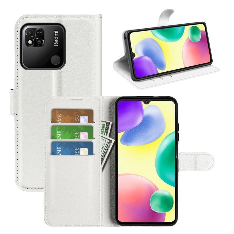 Litchi könyv tok Xiaomi Redmi 10A-hoz - fehér