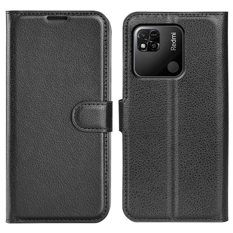 Litchi könyv tok Xiaomi Redmi 10A-hoz - fekete