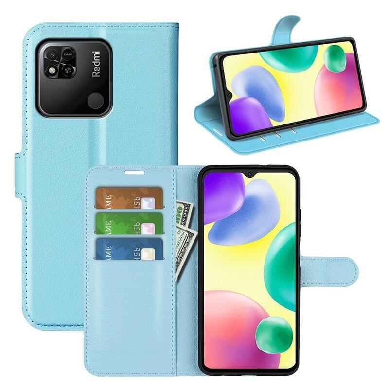 Litchi könyv tok Xiaomi Redmi 10A - kék
