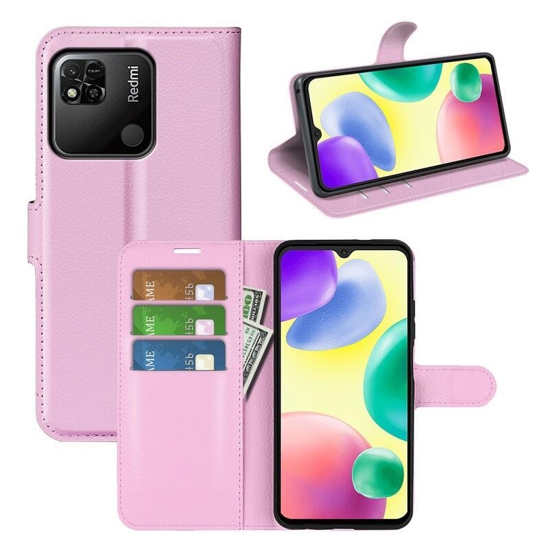 Litchi könyv tok a Xiaomi Redmi 10A-hoz - rózsaszínű