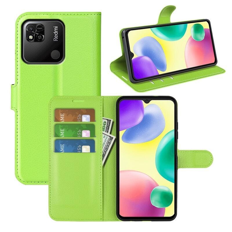Litchi könyv tok Xiaomi Redmi 10A-hoz - zöld