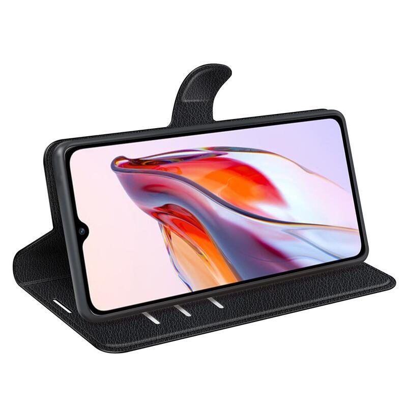 Litchi könyv tok Xiaomi Redmi 12C-hez - fekete