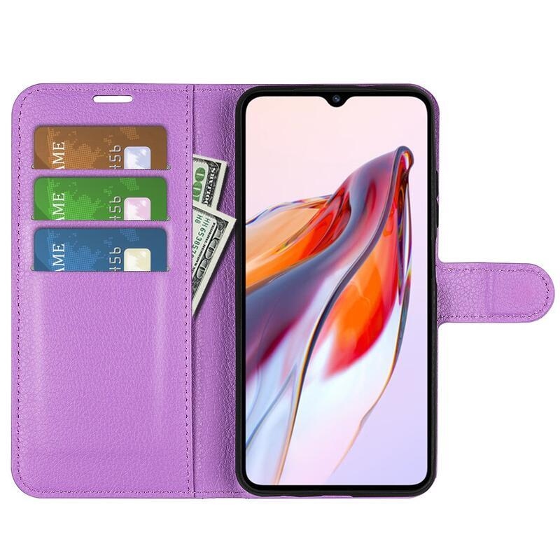 Litchi könyv tok Xiaomi Redmi 12C-hez - lila