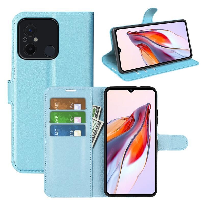 Litchi könyv tok Xiaomi Redmi 12C-hez - kék