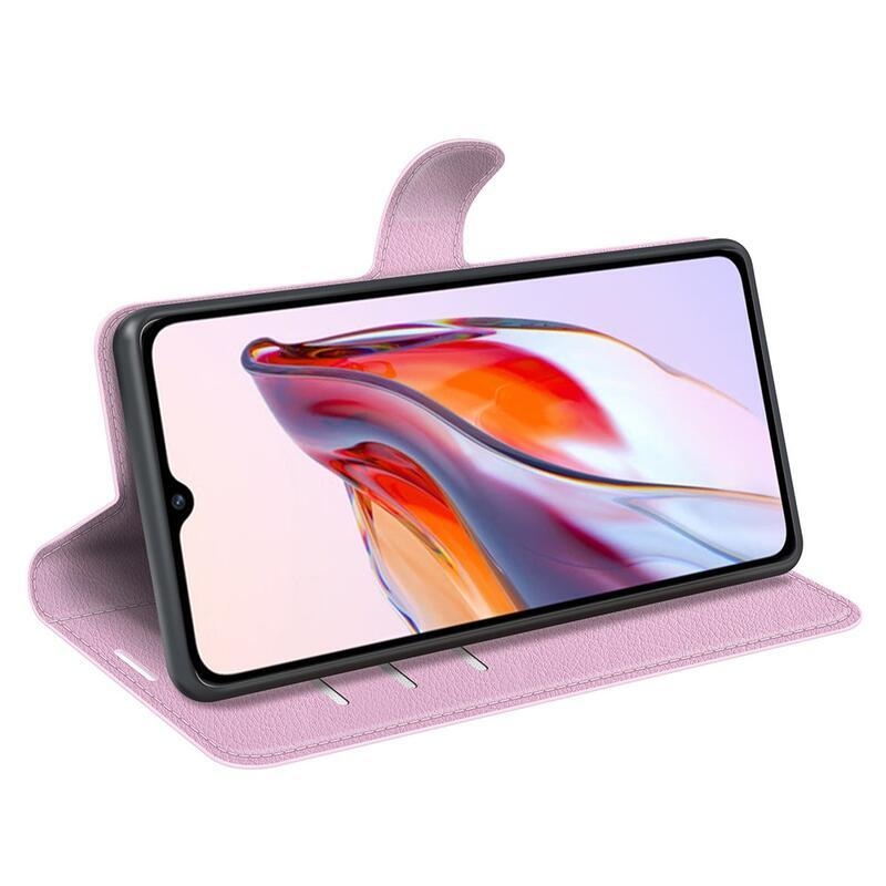 Litchi könyv tok Xiaomi Redmi 12C-hez - rózsaszínű