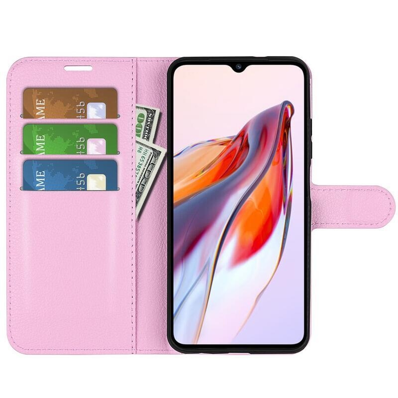 Litchi könyv tok Xiaomi Redmi 12C-hez - rózsaszínű